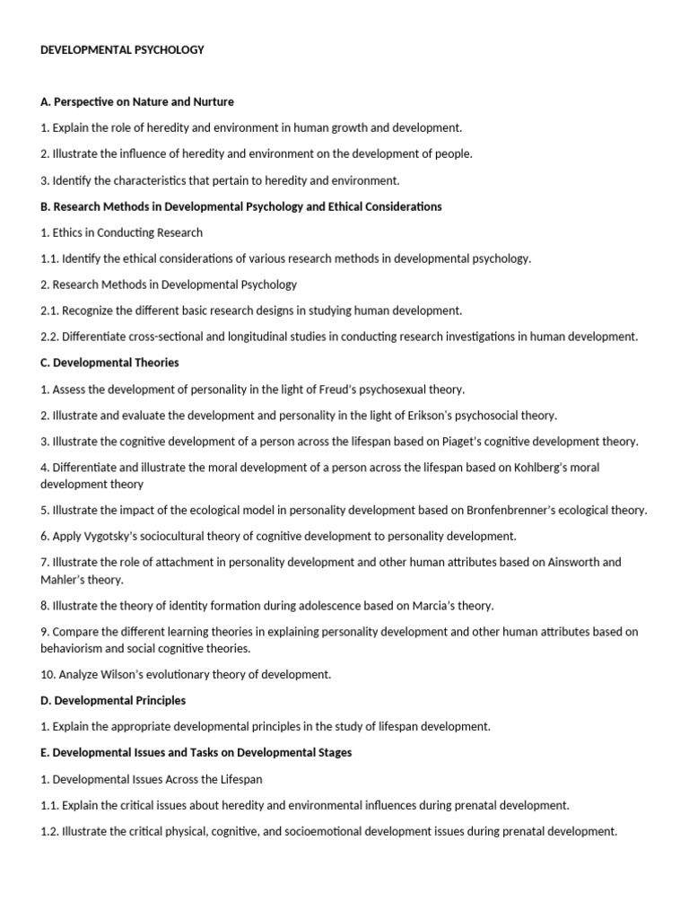 Developmental Psychology Overview | PDF | Developmental Psychology ...