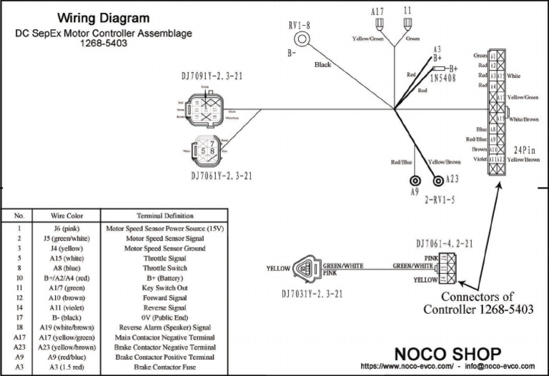 CURTIS 36V 48V DC SepEx Motor Speed Controller Assembage 1268-5403 Wiring Diagram | PDF
