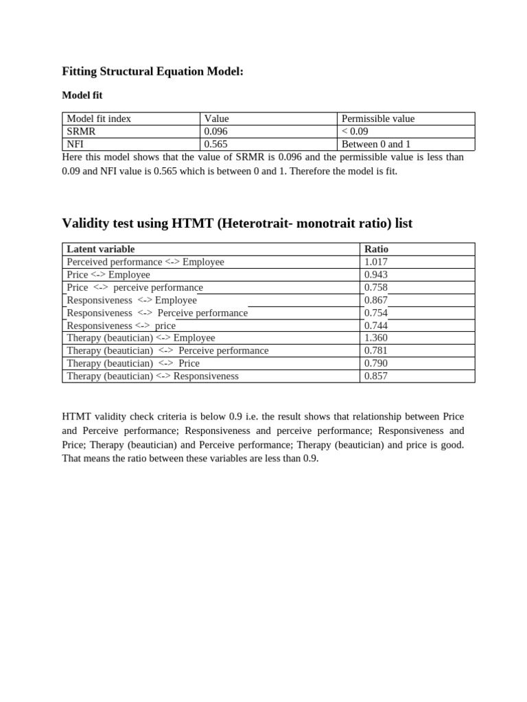 Structural Equation Model Fit Analysis | PDF