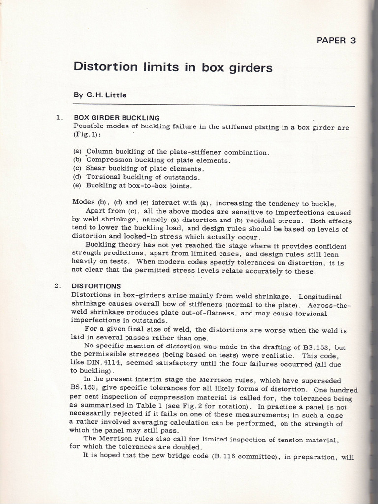 Distortion Limits in Box Girders | PDF