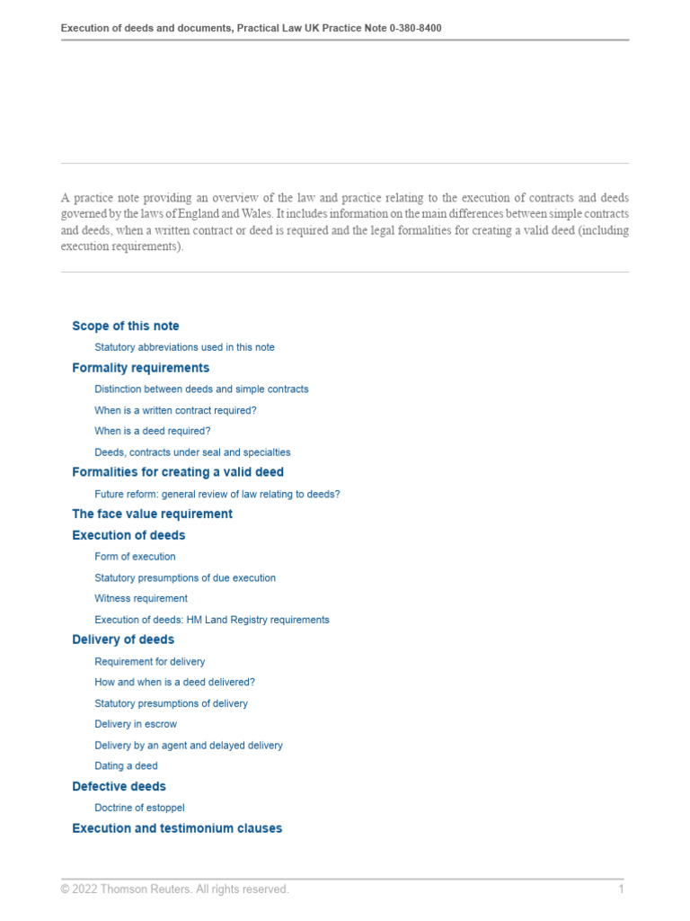 Execution of Deeds: A Practical Guide | PDF | Lease | Deed