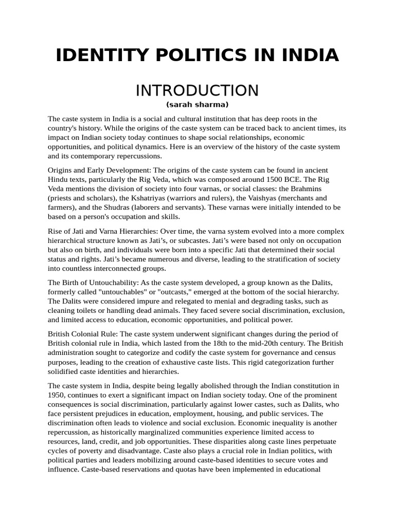 Identity Politics in India | PDF | Caste | Dalit