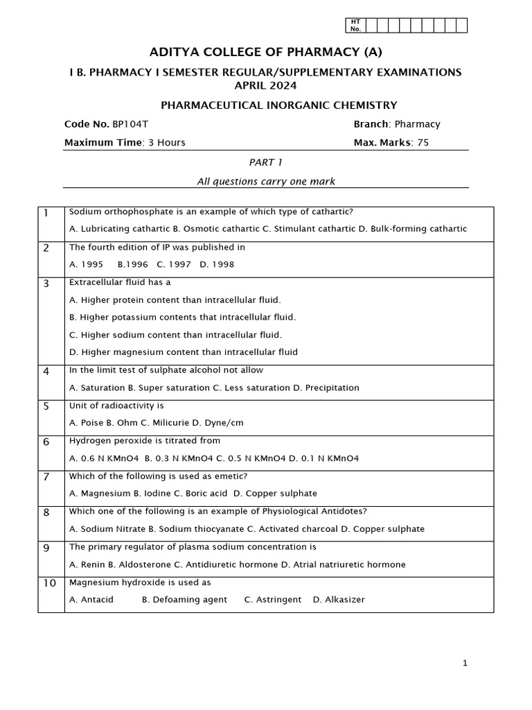 Pharmaceutical Inorganic Chemistry | PDF | Sodium | Magnesium
