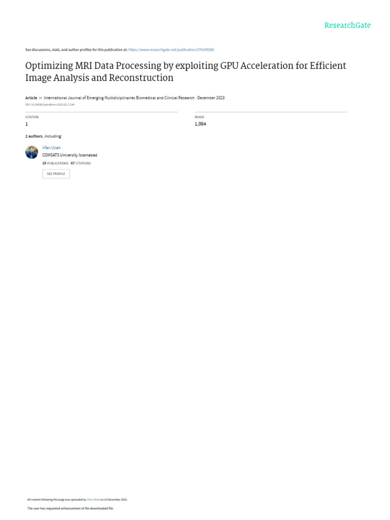 Optimizing MRI Data Processing by Exploiting GPU A | PDF | Magnetic ...