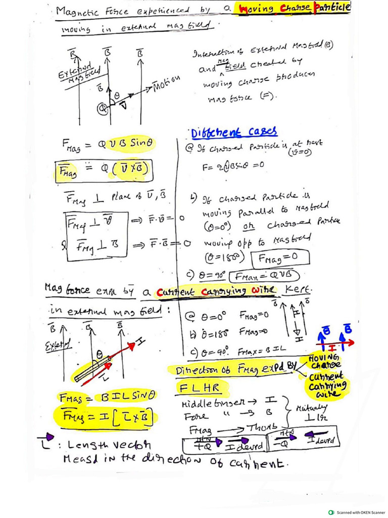 Force Experienced by A Current Carrying Wire | PDF