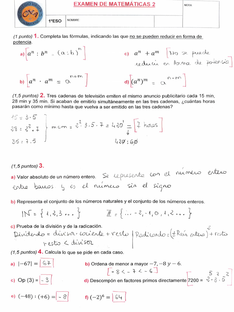 Ex2 1ºeso (Resuelto) 22-23 | PDF
