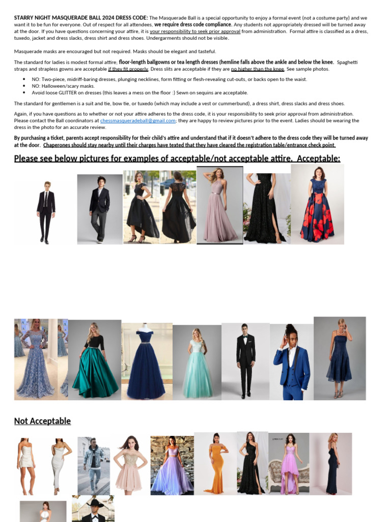 2024 Masquerade Ball Dress Code Guide | PDF