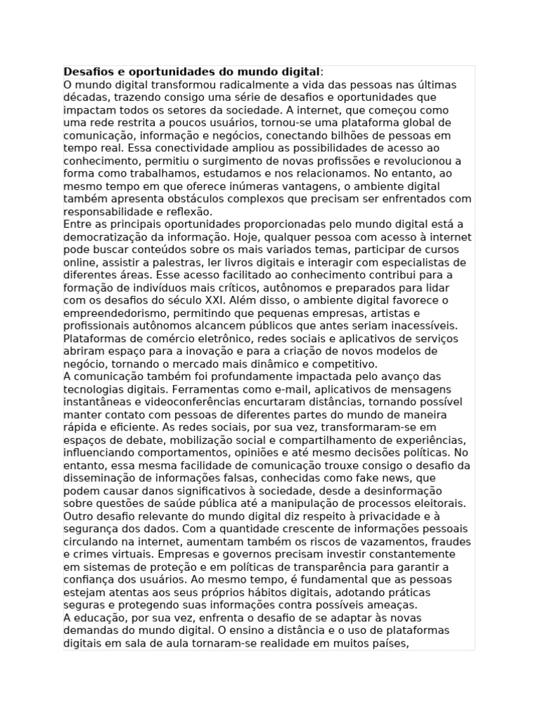 Desafios e Oportunidades do Digital | PDF | Internet | Comunicação