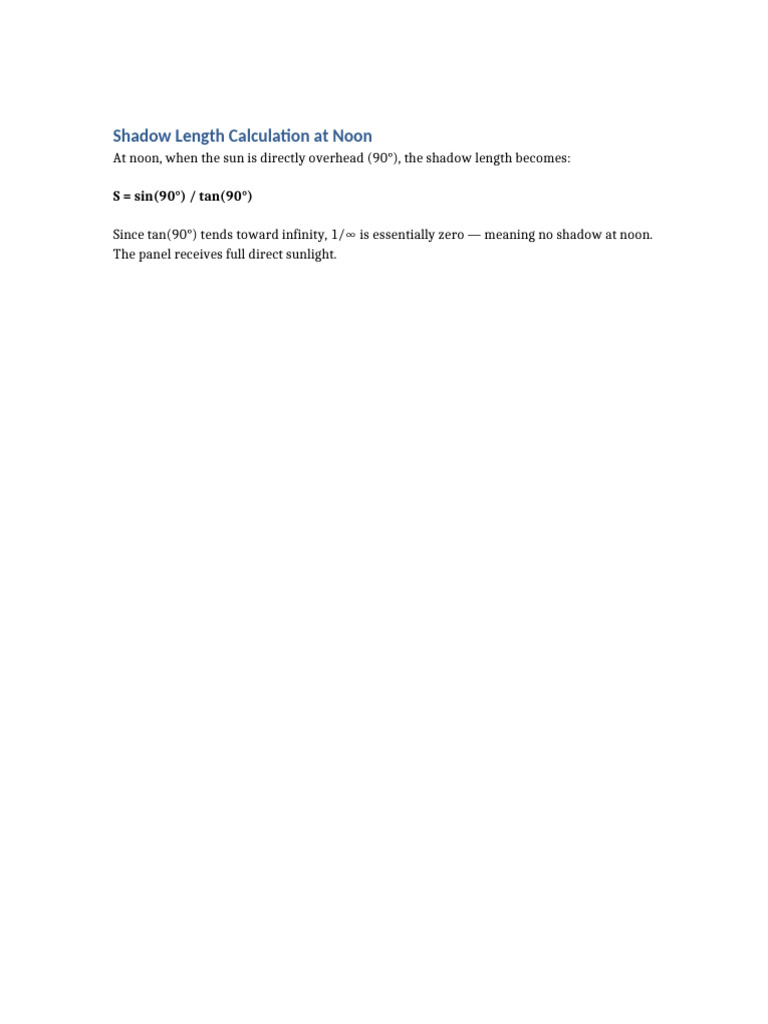 Shadow Length Calculation at Noon | PDF