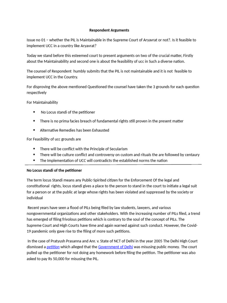 Respondent Arguments | PDF | Standing (Law) | Justice