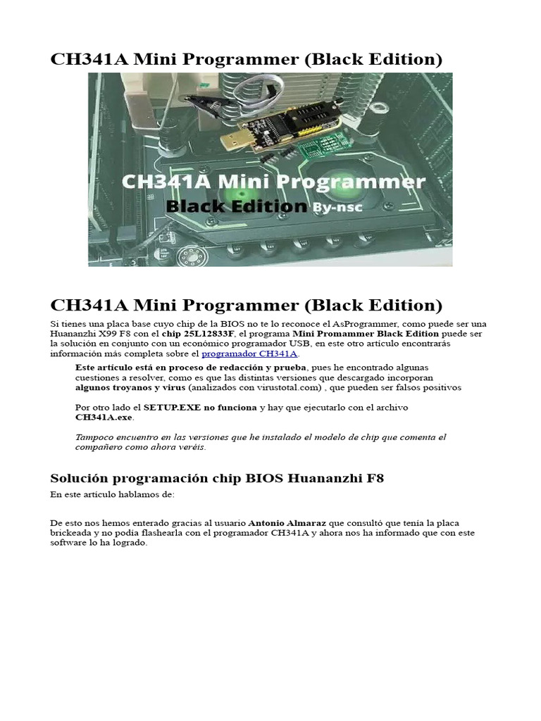 Programador CH341A Mini Black Edition | PDF | Corriente continua | Bios