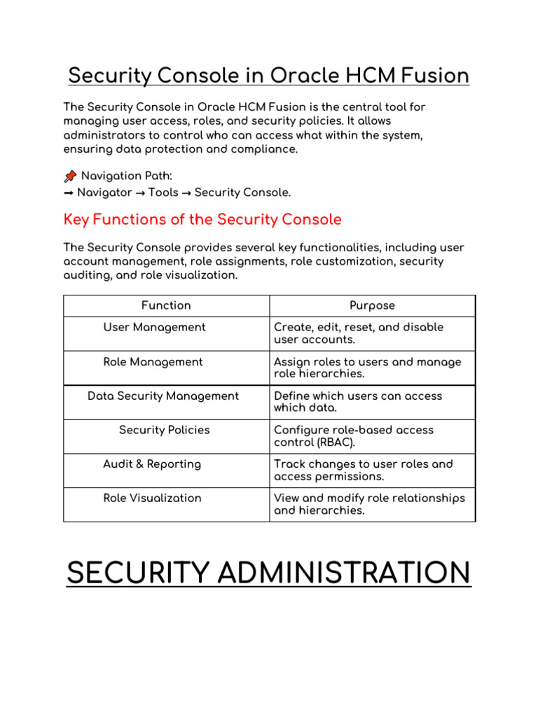 Oracle HCM Fusion Security Console Guide | PDF | Computing | Cyberspace