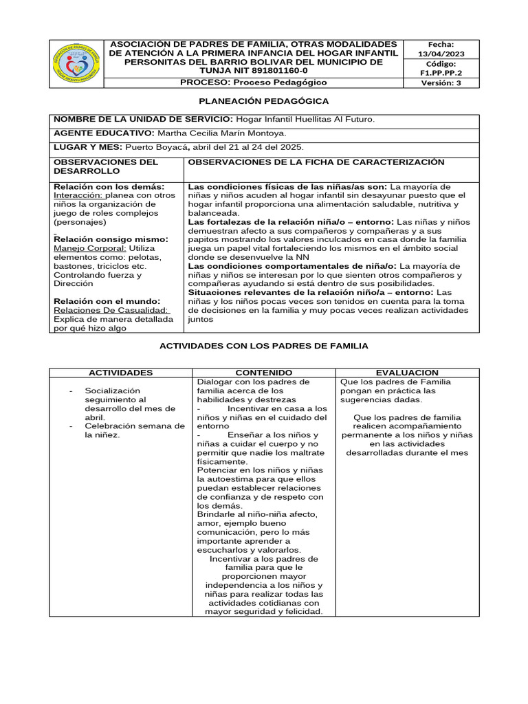 Planeación Semana 3 Abril Del 21 Al 24 | PDF