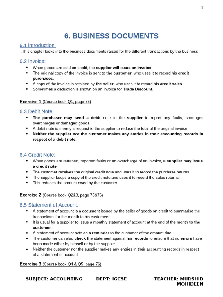 CHAPTER+06 +business+documents +ans | PDF | Debits And Credits | Invoice