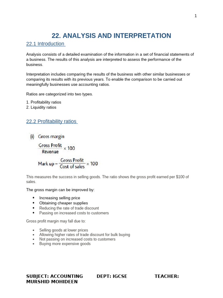 CHAPTER+22 +Analysis+and+Interpretation +ans | PDF | Gross Margin ...