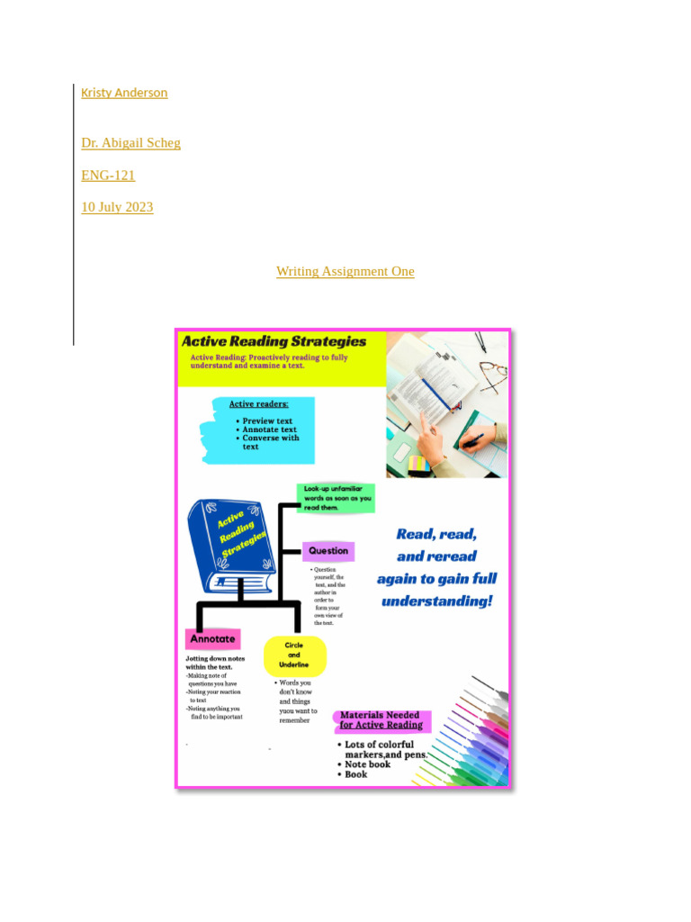 Eng 121 Writing Assignment One Kristy Anderson Pdf