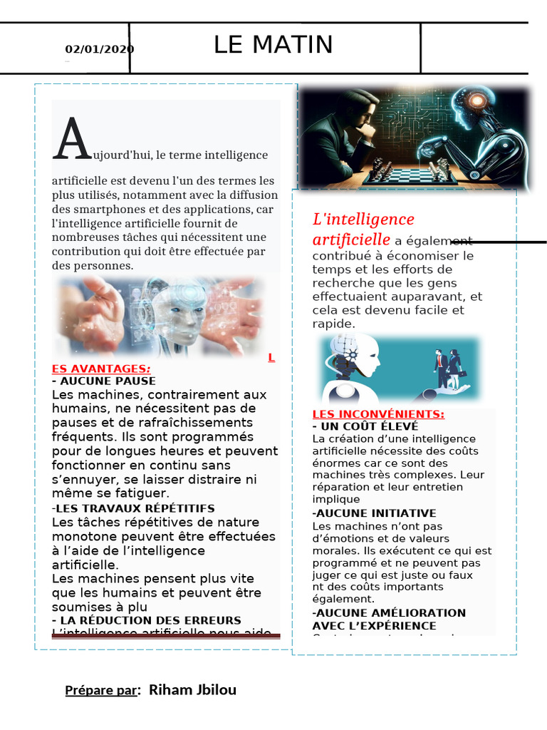 Avantages et inconvénients de l'IA | PDF | Intelligence artificielle ...