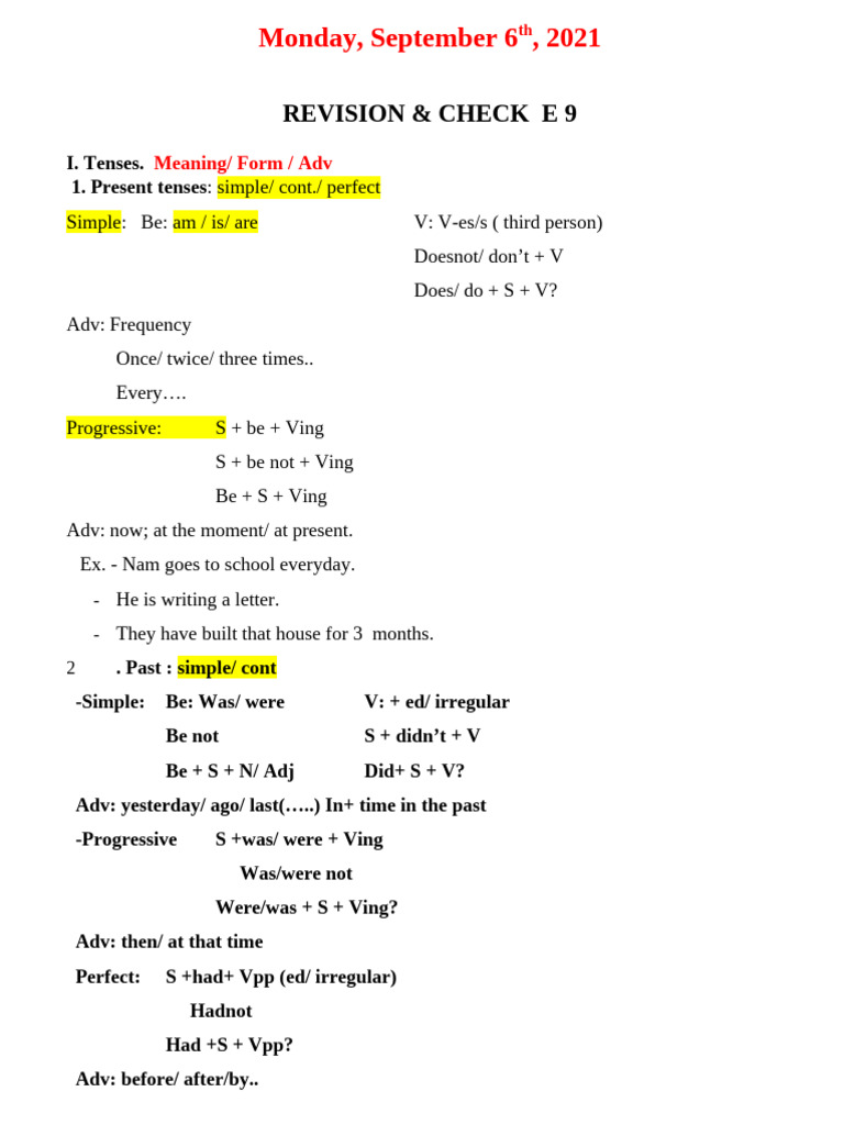 English Tenses and Grammar Guide | PDF | Language Mechanics | Grammar
