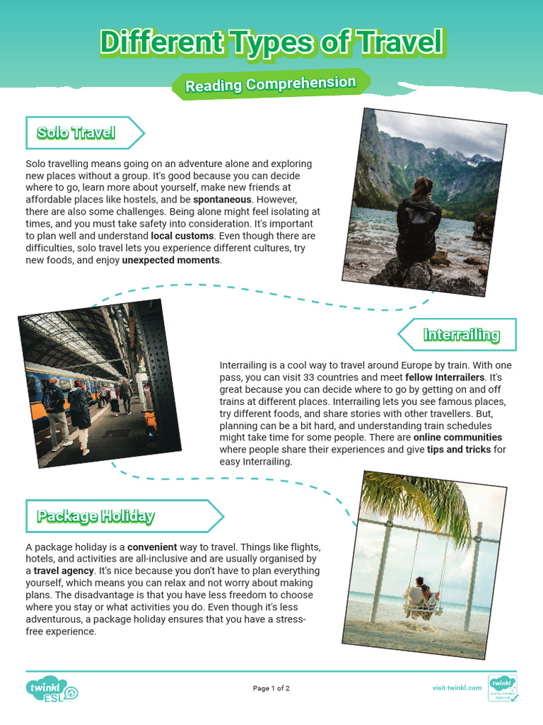 Exploring Different Travel Types | PDF | English As A Second Or Foreign ...