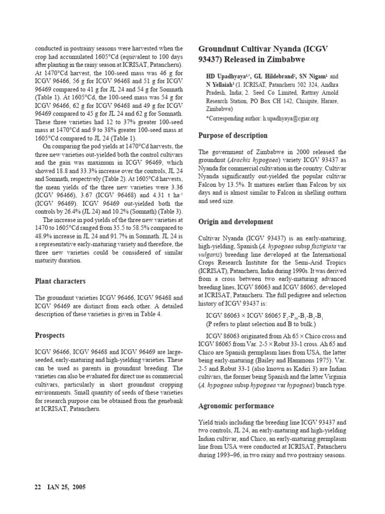 New Groundnut Varieties for Zimbabwe | PDF | Peanuts | Cultivar