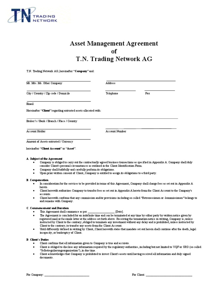 Asset Management Agreement | PDF | Foreign Exchange Market | Over The ...
