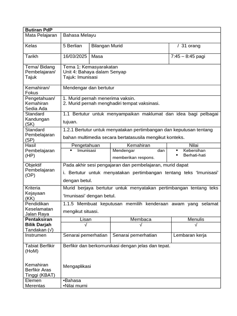RPH BM 5 Berlian 16 Mac | PDF