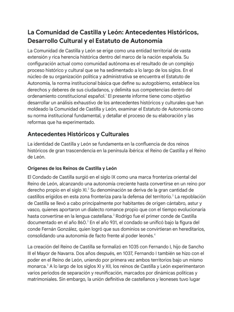 Resumen del Estatuto de Autonomía de Castilla y León | PDF