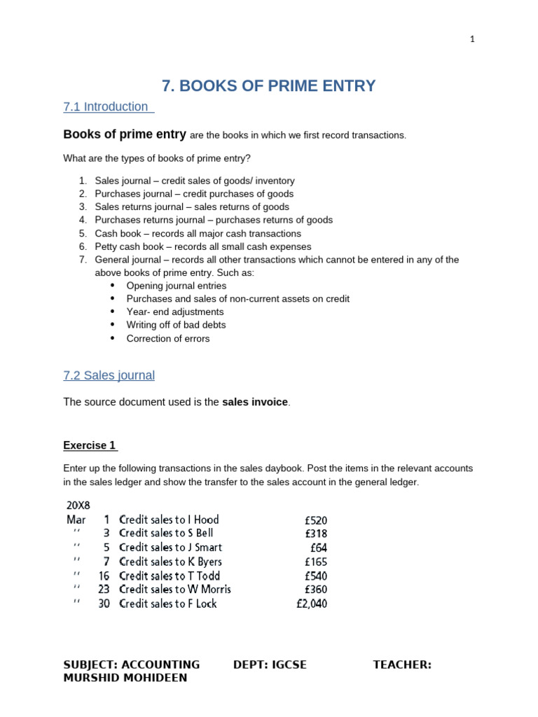 CHAPTER+07 +books+of+prime+entry +ans | PDF | Bookkeeping | Accounting