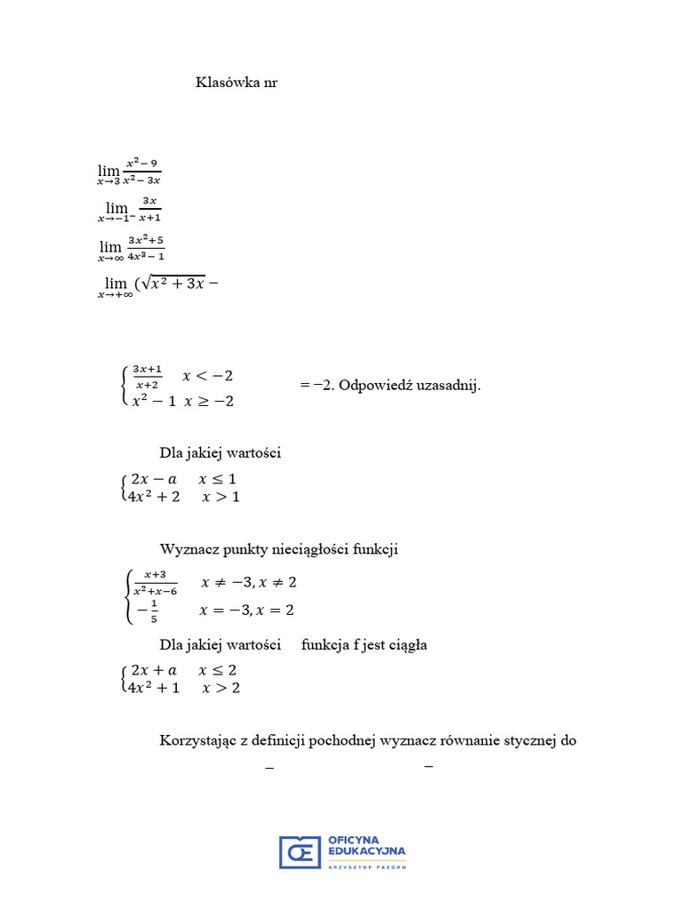 2022 2 Klasowka kl3 Analiza Matematyczna CZ 1 ZR Ab 1 | PDF
