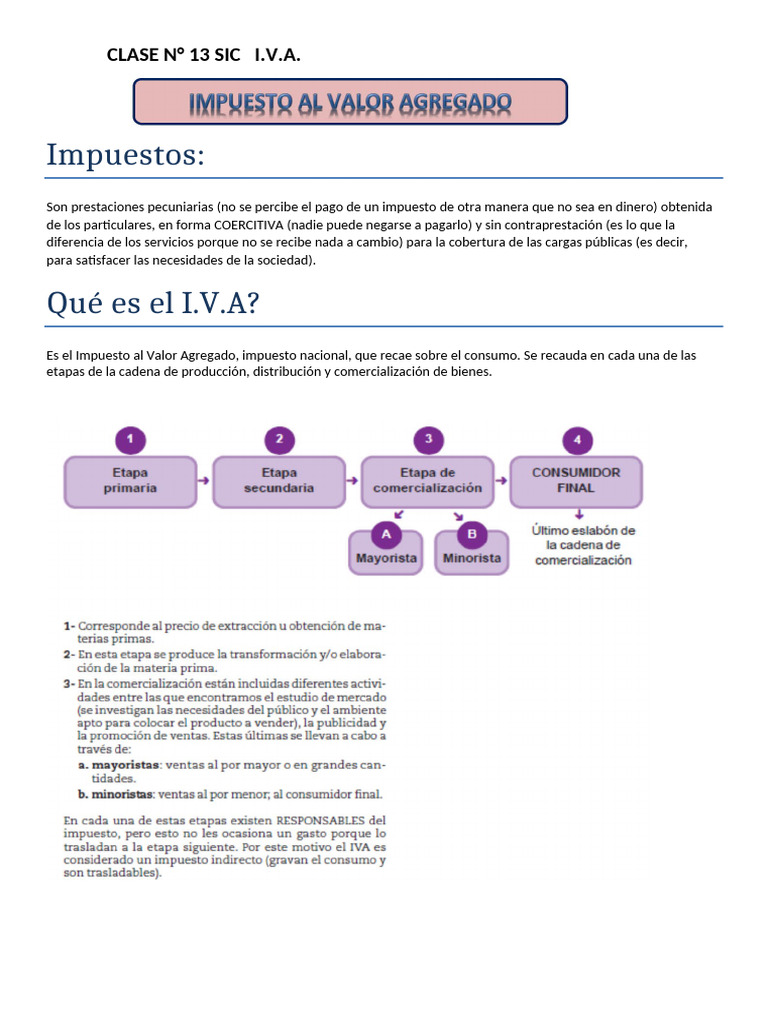 Clase N°13 I.V.A | PDF | Impuesto al valor agregado | Impuestos