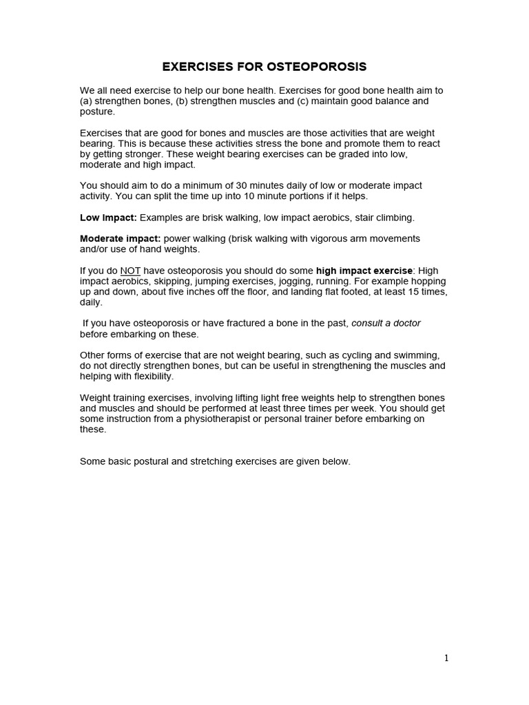 Osteoporosis Exercise Guidelines | PDF | Strength Training | Foot
