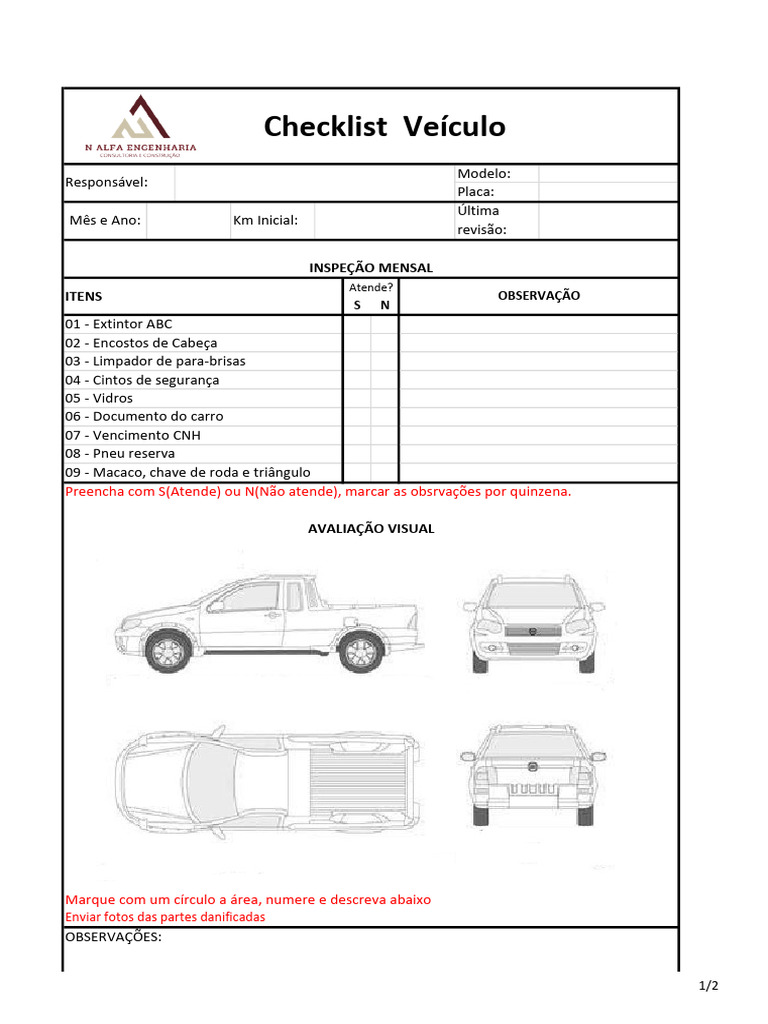 Checklist de Inspeção Veicular | PDF