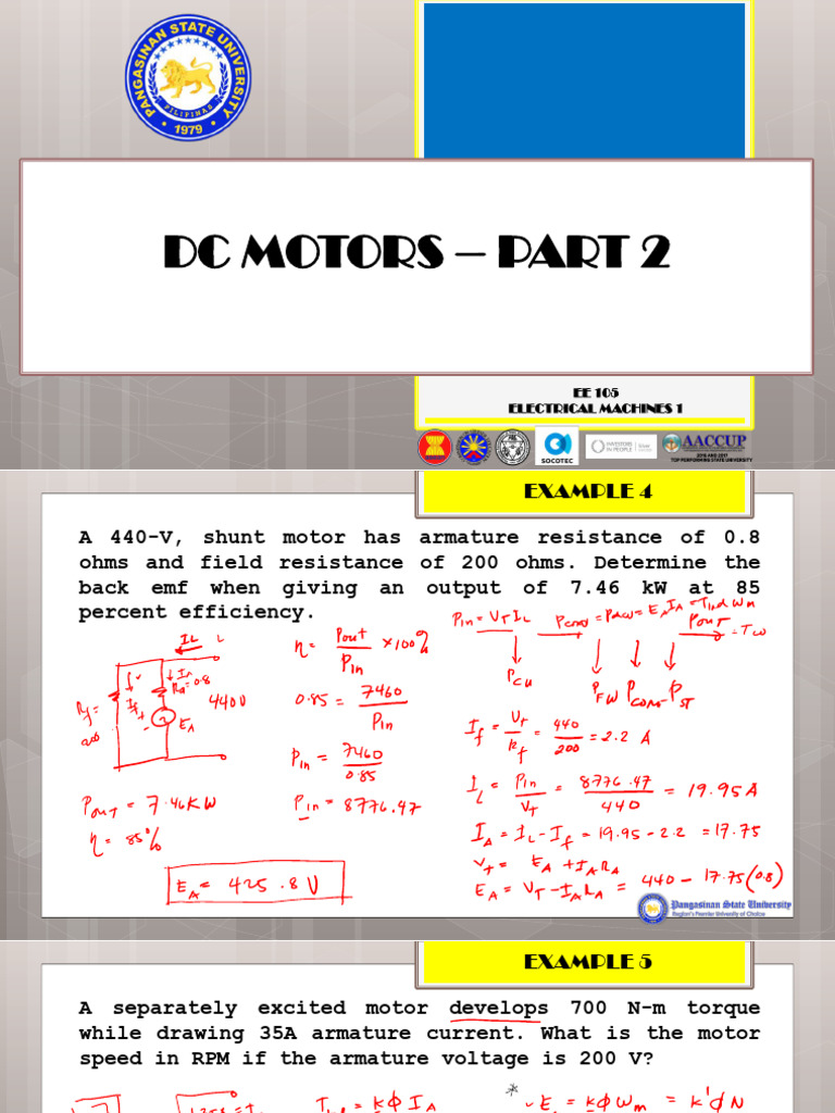 DC Motors: Calculations and Examples | PDF