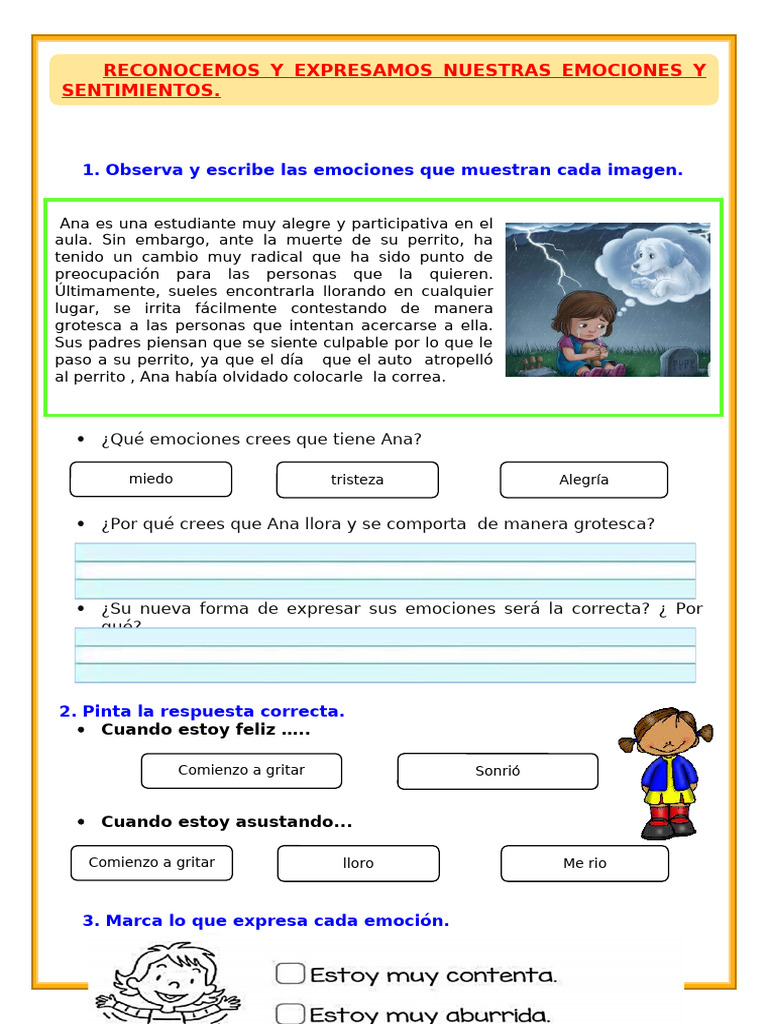 Reconocimiento y expresión de emociones infantiles | PDF | Las ...