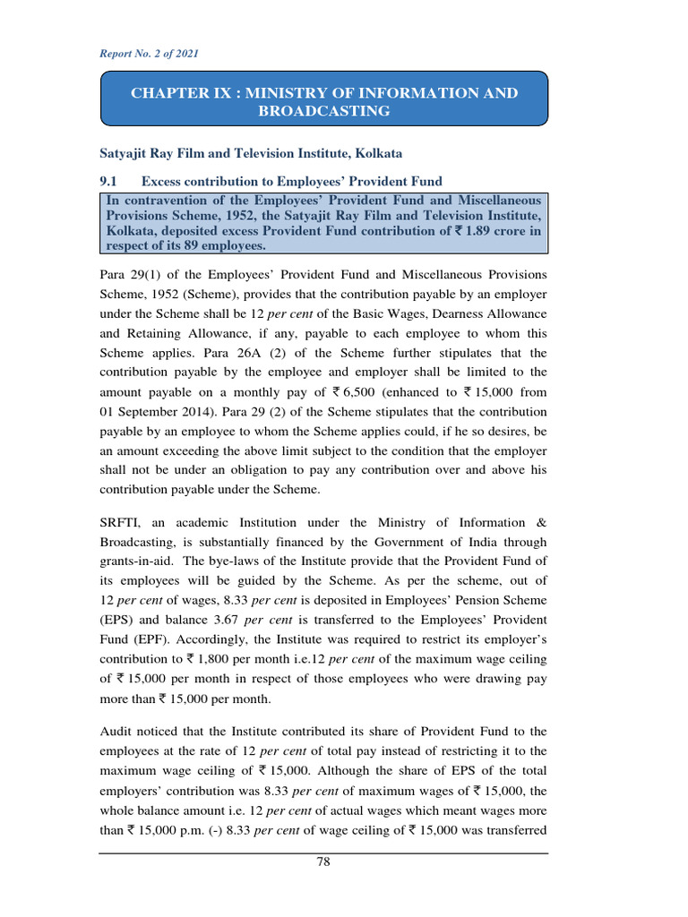 SRFTI Excess EPF Contribution Audit Report | PDF | Economies | Factor ...