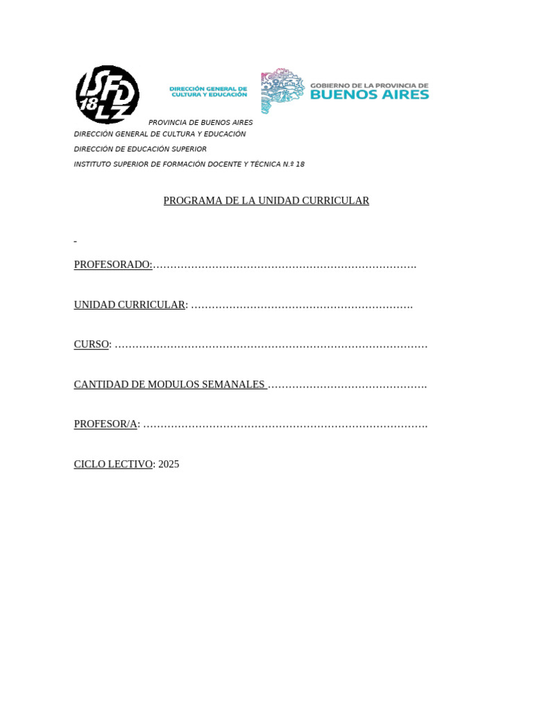 Modelo Programa UC 2025 18 | PDF | Maestros | Plan de estudios