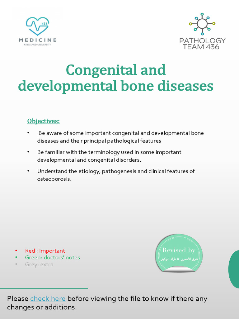 3-Congenital and Developmental Bone Disease | PDF | Osteoporosis | Bone