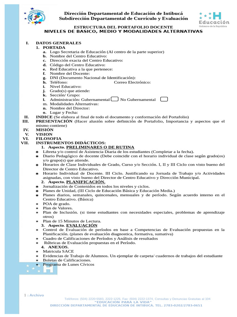 Estructura del Portafolio Docente 2025 | PDF | Plan de estudios ...