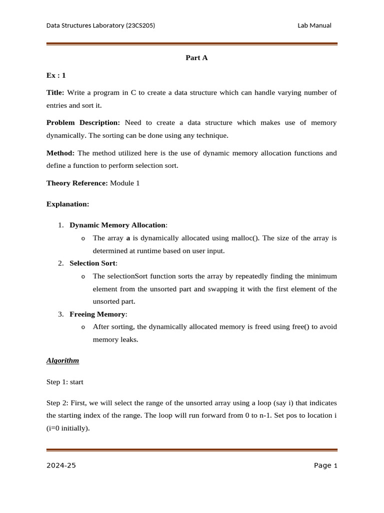 Data Structures Lab Manual: C Programs | PDF | Algorithms | Computer ...