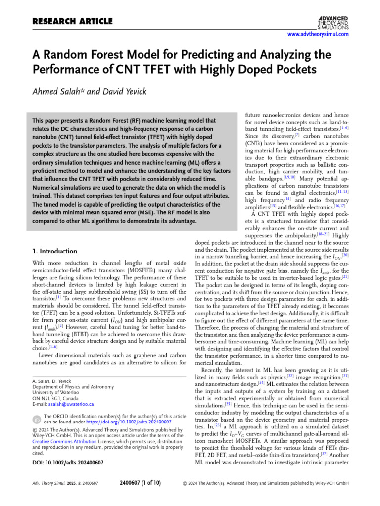 A Random Forest Model For Predicting and Analyzing | PDF | Mosfet ...