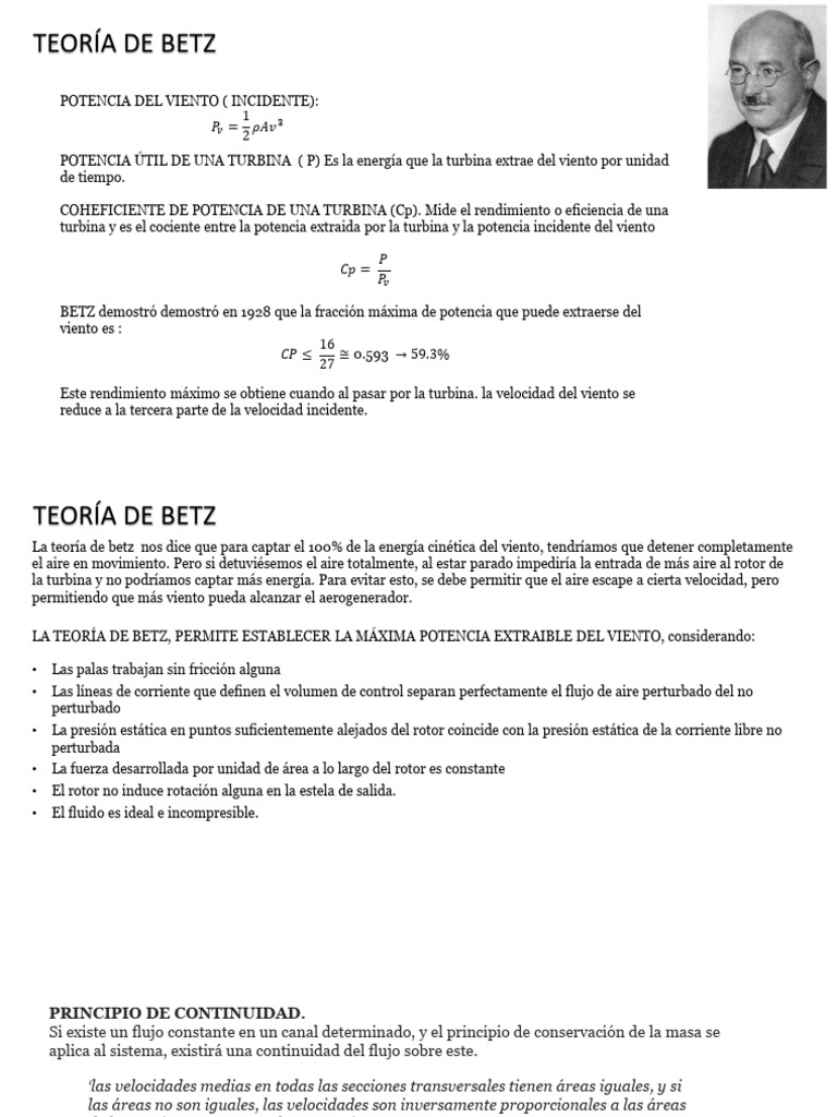 Límite de Betz en Energía Eólica | PDF | Turbina | Flujo