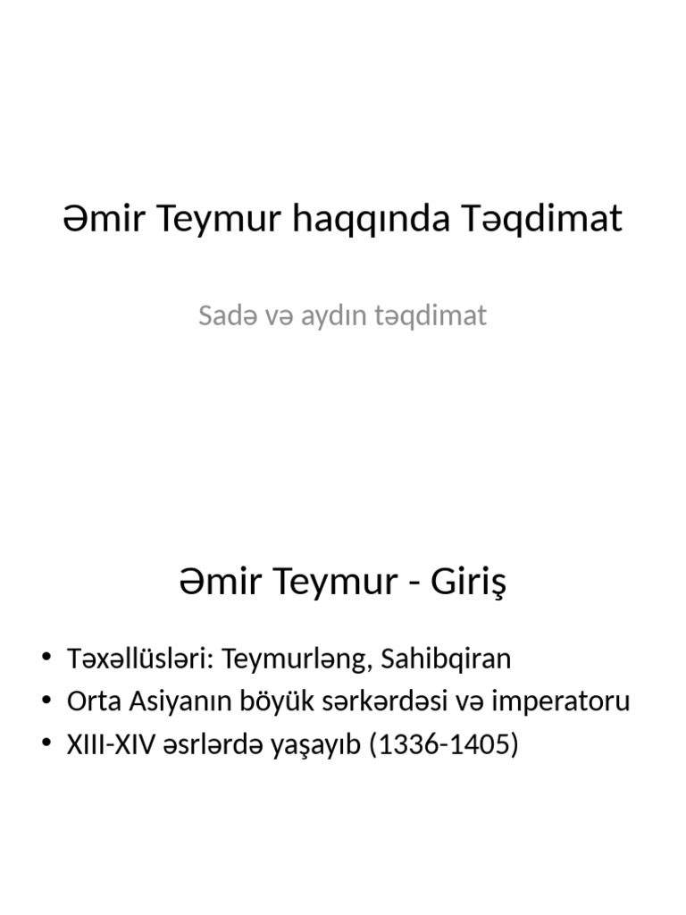 Amir Teymur Tqdimat | PDF