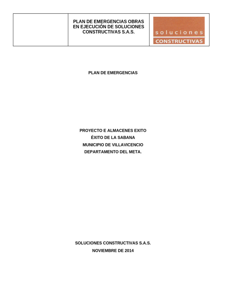 Plan de Emergencias en Construcción | PDF | Riesgo | Valores