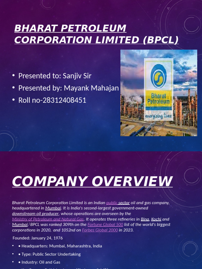 BPCL: Overview and Strategic Vision | PDF | Fossil Fuels | Hydrocarbons