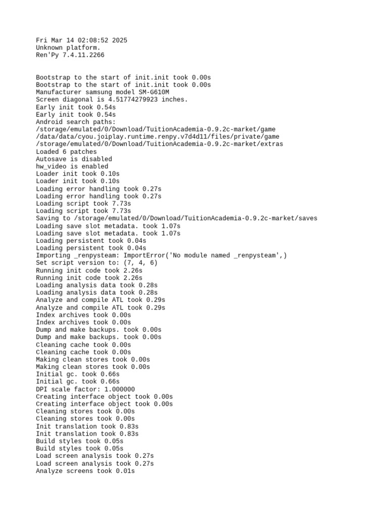 Ren'Py 7.4.11 Initialization Log | PDF | Booting | Computer Science
