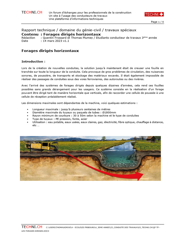Forages Dirigés Horizontaux en Génie-Civil | PDF | Forage | Tuyau