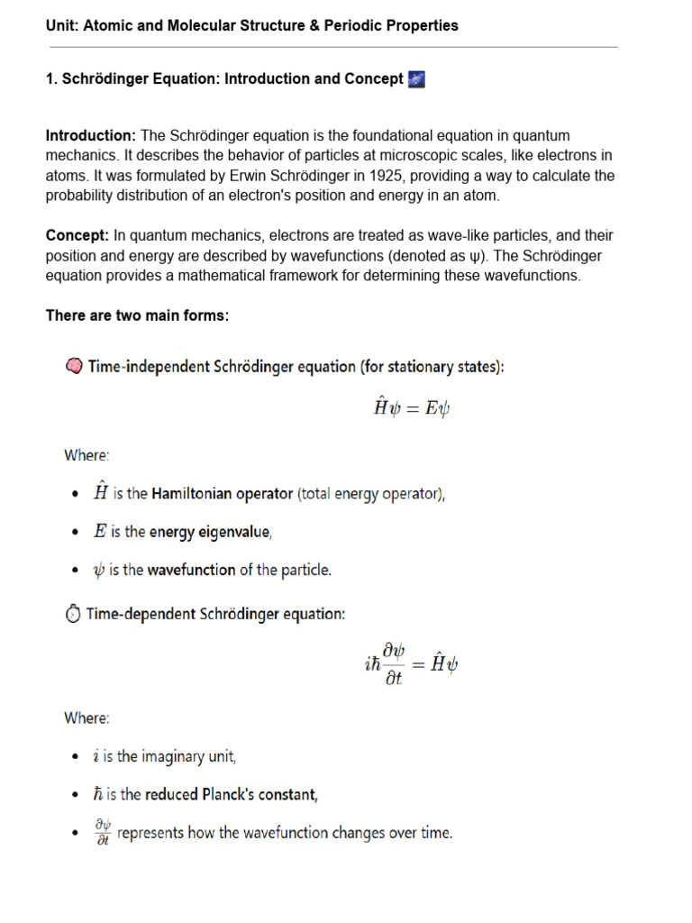 Quantum Mechanics and Atomic Structure Insights | PDF | Molecular ...