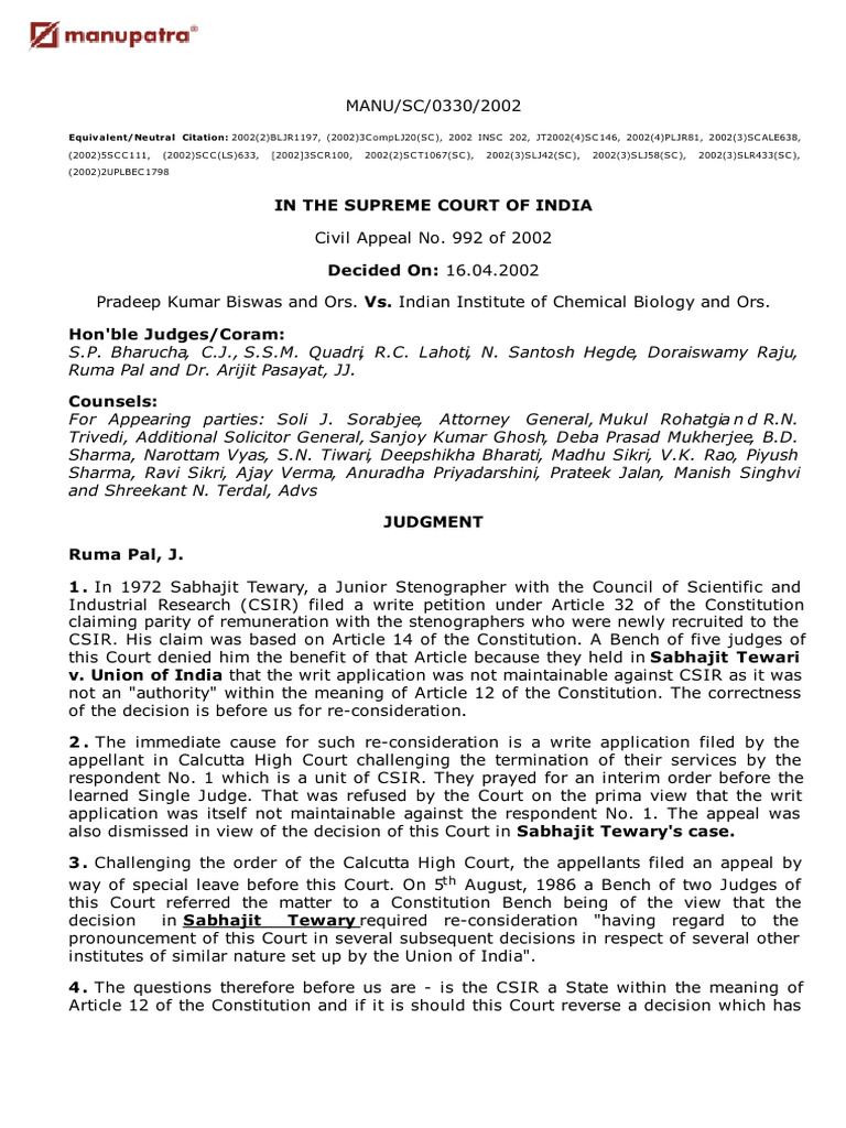 Supreme Court Ruling on CSIR Status | PDF | Appeal | Mandamus
