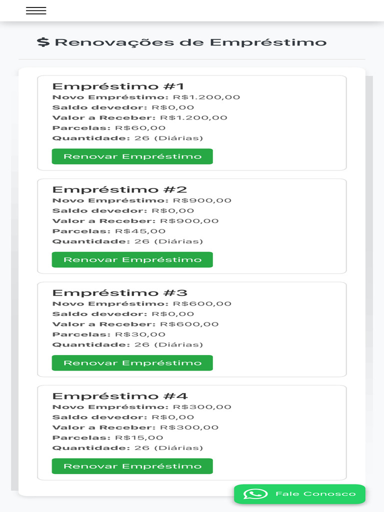 Empréstimos - Parcela Diária | PDF