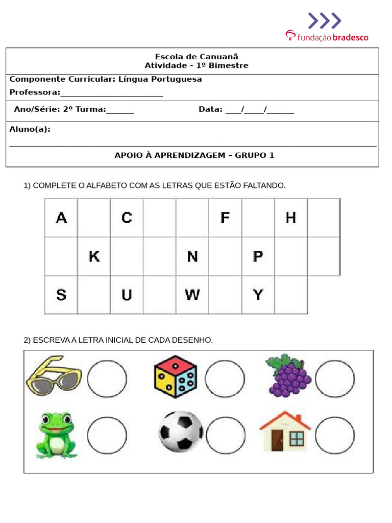 Atividades de Alfabetização para Pré 2 | PDF